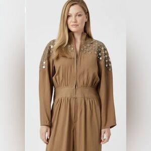 Rare luxury vintage beige cream Lillie Rubin studded jumpsuit one piece romper